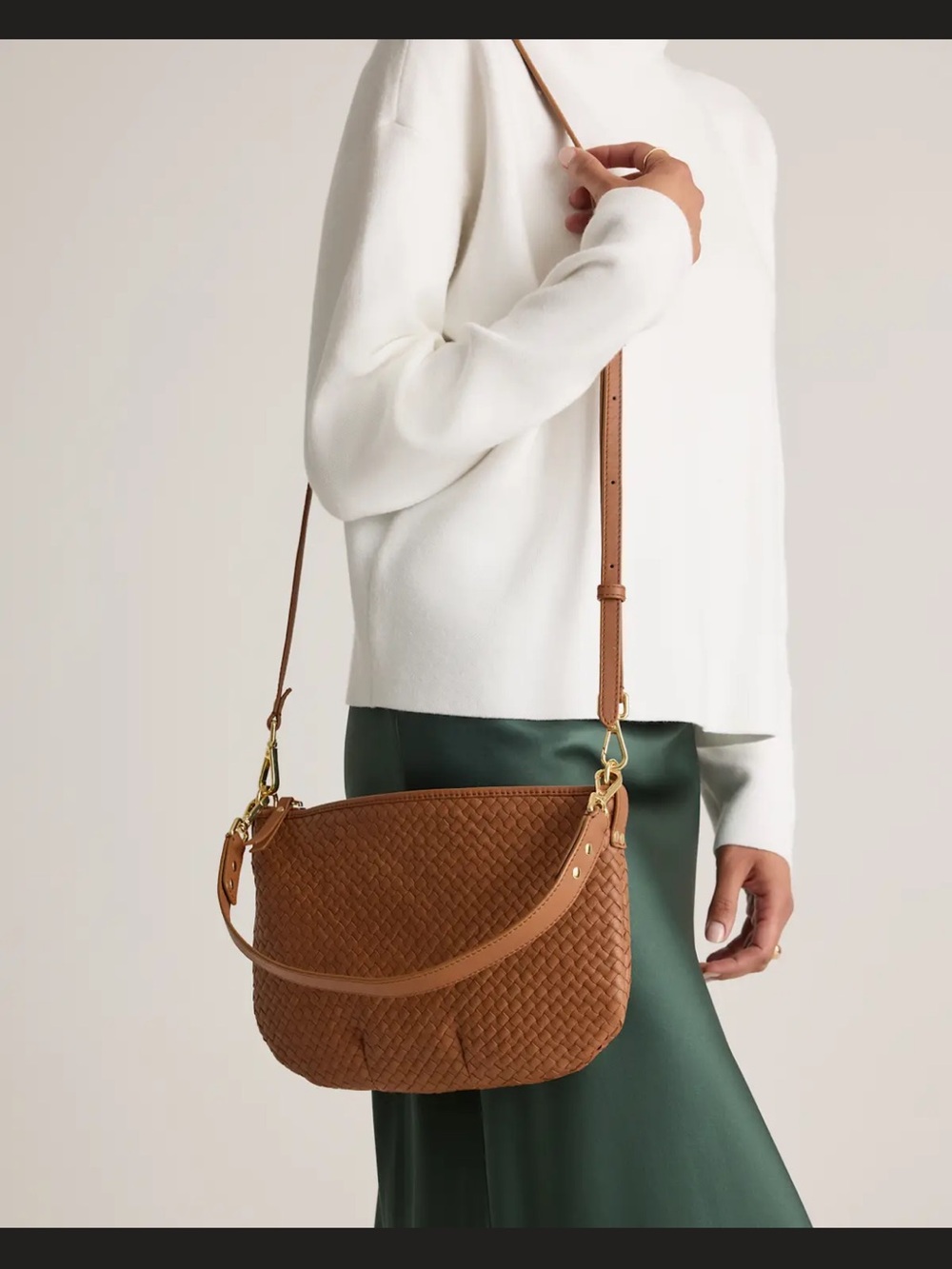 Quince Handwoven Leather Mini Shoulder Bag - Cognac - Picture 5 of 8